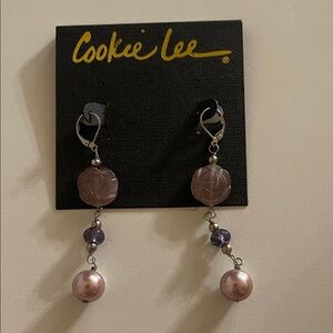 Cookie Lee genuine crystal & cat’s eye earrings. Brand new.